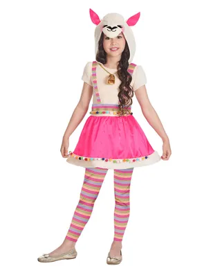 Produktbild von Amscan Kostüm „Lovely Llama“ für Mädchen, beige/rosa, 6–8 Jahre, 3-teilig