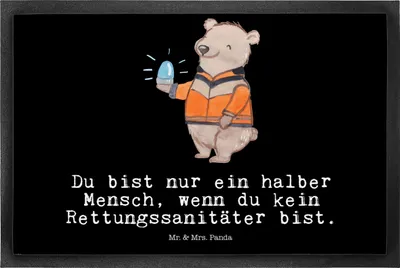 Produktbild von Mr. & Mrs. Panda fußmatte Rettungssanitäter Herz 50 x 75 cm - Schwarz - Geschenk, Schmutzfangmatte, Gummimatte, Fußabtreter, Schmutzmatte, Fußabstreifer