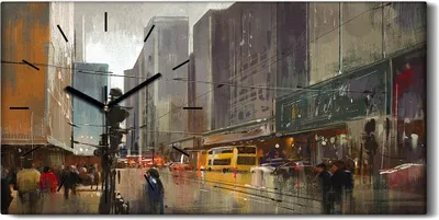 Produktbild von Wanduhr Bürouhr Leinwand Bild 60x30 Kunst städtische Stadt Straße Malerei - schwarze Hände
