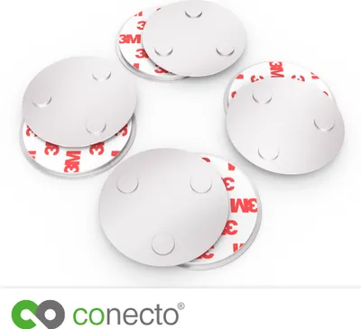 Produktbild von conecto CC50472 Magnethalterung Magnetbefestigung universell magnetisch für Rauchmelder Warnmelder Rauchwarnmelder 4-er Set