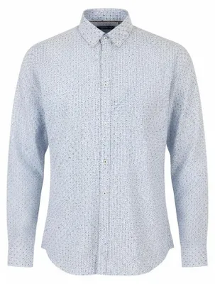 Image de Chemise homme coupe régulière State Of Artblanc à motifs col boutonné