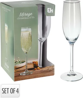 Zdjęcie produktu dla Zestaw 4 kieliszków do szampana Mirage, pojemność 210 ml – przezroczyste, H&L