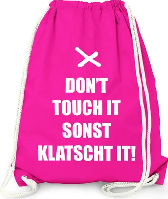 Produktbild von Turnbeutel Gym Bag - Don't touch it sonst klatscht it - Moonworks® fuchsia unisize