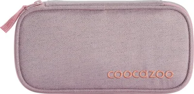 A pink pencil case with a zipper.