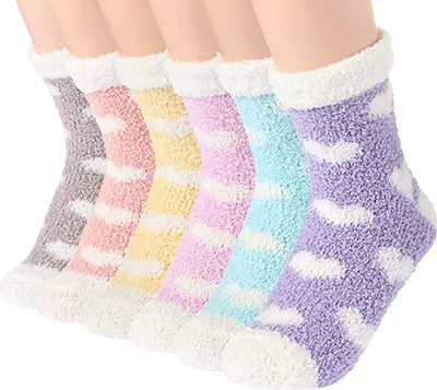 Produktbild von ASKSA 6ks Toes Home Cartoon Cosy Socks Girls Super Soft Fluffy Warm Winter Casual Home Socks