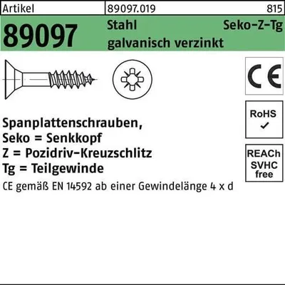 Produktbild von Spanplattenschraube R 89097 SEKO PZ TG 6x180/70-Z Stahl galv.verz. 100St.