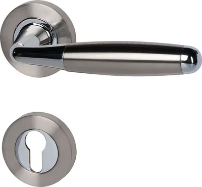 Produktbild von Rosettengarnitur für Türen mit Profilzylinderlochung, Drücker/Drücker, Schraubrosette Ø52mm