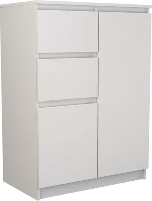 Produktbild von CDF moderne Kommode 2D2S (2 Türen, 2 Schubladen) | Farbe: weiß | Aktenschrank, für kleine Gegenstände | Ideal für Wohnzimmer, Schlafzimmer