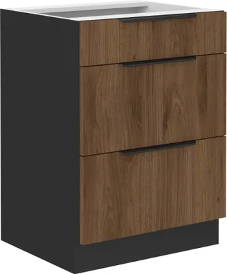 Obrázek produktu pro Kondela Dolní kuchyňská skříňka Menzo 60 D 3S BB - černá / ořech