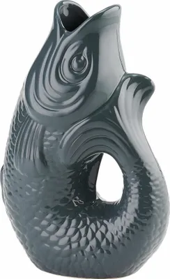 Image de Gift Company Vase Monsieur Carafon L, vase décoratif en forme de poisson, faïence, gris, 31cm, 1087405004