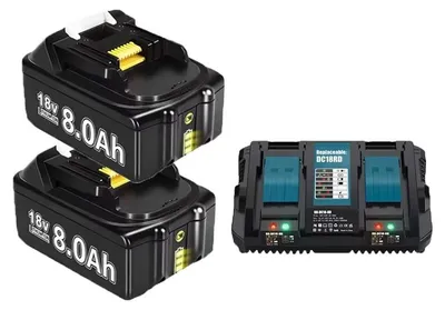 Imagen del producto de Batería, capacidad de 8000 mAh, amplia compatibilidad, 2 baterías de 8.0 Ah, 1 cargador de 6A, 18V
