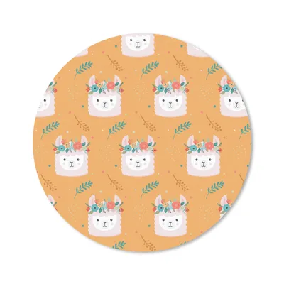Produktbild von MuchoWow® Mauspad Mousepad Lama - Blumenkranz - Schnittmuster 30x30 cm - Mousepads - Maus Mat - Pad - Mausunterlage - Tischunterlage - Schreibtischmatten