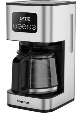 Produktbild von Hagenuk Digitale Kaffeemaschine 1,5L 12 Tassen Warmhaltefunktion Timer Permanentfilter Sensor-Touch Abschaltautomatik Anti-Tropf Bedienungsanleitung in 6 Sprachen