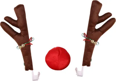 Image de Décorations de Noël en bois et nez de renne pour voiture Kit de décoration de Noël pour voiture SUV Van Truck