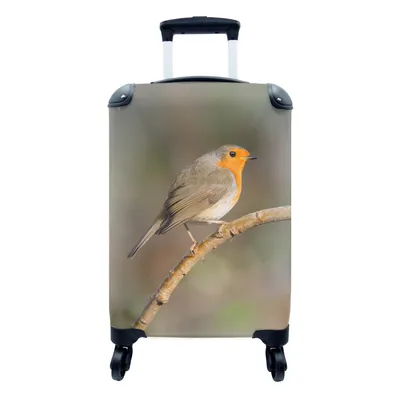 Produktbild von MuchoWow® Koffer Handgepäck Trolley Rollkoffer Kleine Reisekoffer mit 4 Rollen - Rotkehlchen - Vogel - Natur - Cabin Size < 55x40x23 cm & 55x40x20 cm - Fotokoffer - Kabinenkoffer - Boardgepäck - Reise-Box - Reisekoffer - Reisegepäck - Koffer mit Bild - Trolley für Kinder