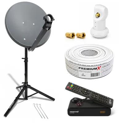 Produktbild von PremiumX Camping Sat Anlage 45cm Antenne Anthrazit LNB Kabel Stativ Receiver
