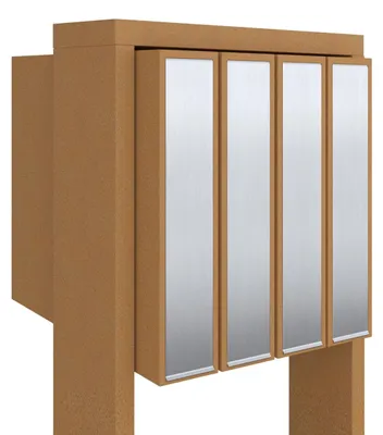 Produktbild von Briefkastenanlage Flag for Four in Rost mit Edelstahlklappe