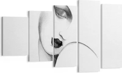 Produktbild von Bild auf Leinwand - Leinwandbild - 5 Teile - Porträt Frau Skizze - 100x60cm - Wand Bild - Wanddeko - Wandbilder - Leinwanddruck - Bilder - Wanddekoration - Leinwand bilder - Wandbild - EG100x60-4475