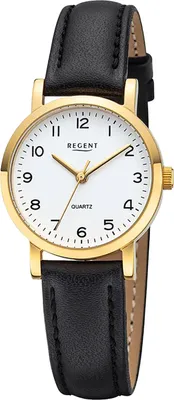 Produktbild von Regent Leder Damen Uhr F-937 Quarzuhr Armband schwarz D2URF937