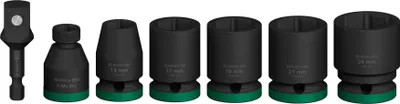 Immagine prodotto di Set di bussole a percussione Bosch PRO con adattatore standard da 1/2 pollice 7 pezzi - 2608003032