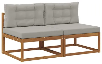 Produktbild von vidaXL Outdoor Mittelsofa mit Kissen 2 Stück Natur