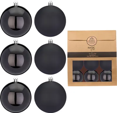 Produktbild von Kunststoff Weihnachtskugeln 6 Stk 8cm schwarz