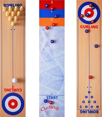 Produktbild von 3-in-1 Tischspielset Curling, Bowling, Shuffleboard, für Familie, Partys, als Geschenk für Kinder & Erwachsene