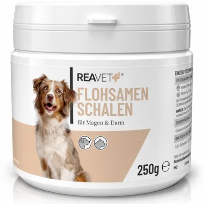 Produktbild von REAVET Flohsamenschalen für Hunde & Katzen 250g - Naturrein in , Ballaststoffreich, Glutenfrei I Flohsamen für Hund & Katze in , Ohne Zusätze