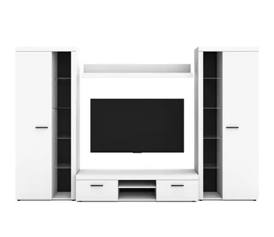 Produktbild von AX LIVING Spacoro XL Wohnwand weiß modern hochwertig 300 cm ohne LED