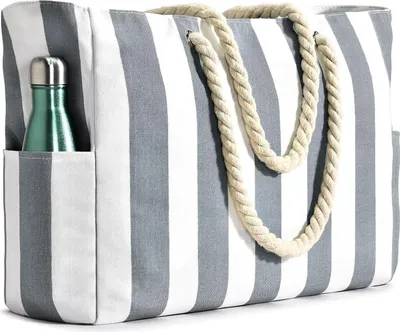 Produktbild von Strandtasche Groß Wasserdicht Streifen Reißverschluss XXL Familie Reisetasche