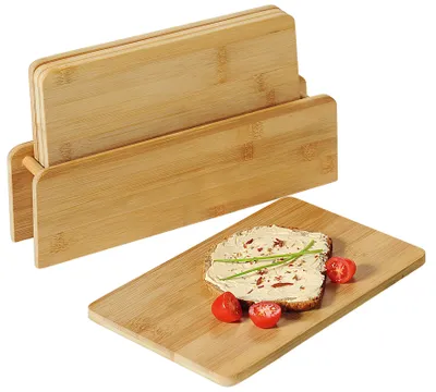 Produktbild von KESPER 58376 Brettchenständer mit 5 Brettchen aus Bambus / Frühstücksbrettchen