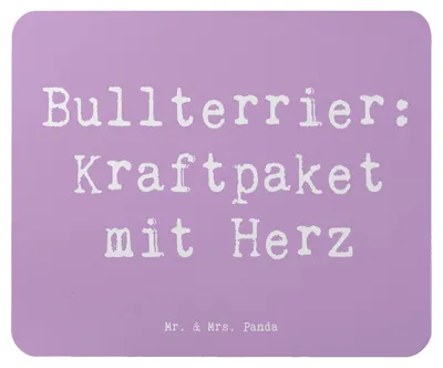 Produktbild von Mr. & Mrs. Panda Mauspad Spruch Bullterrier Kraftpaket - Lavendeltraum - Geschenk, pc, Hundeliebhaber, energiegeladene Hunde, Hunderasse, Mouse Pad, Familienhunde, Herz