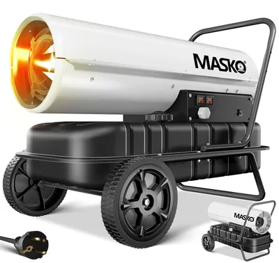 Image de MASKO® Canon de chauffage 30kW Diesel Sécheur de chantier Chauffeur de chantier Générateur d'air chaud Souffleur de chauffage 34L Réservoir avec thermostat Chauffeur d'huile Débit d'air 750m³/h/heure Chauffage à l'huile Ventilateur de chauffage Radiateur de chauffage