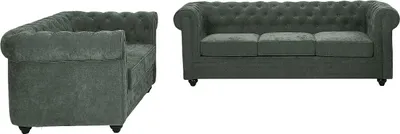 Produktbild von Sofa 3-Sitzer & 2-Sitzer - Stoff - Grün - CHESTERFIELD