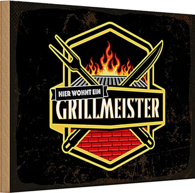 Produktbild von Holzschild Spruch 30x20cm Hier wohnt ein Grillmeister