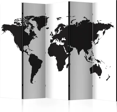 Obrázek produktu pro Oboustranný paraván Mapy 225x172 cm 5dílný černý