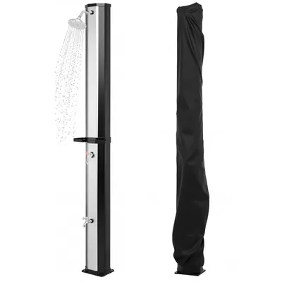 Obrázok produktu pre Solárna sprcha COSTWAY 60 l s krytom, záhradná sprcha s odkladacou plochou, dažďovou hlavicou a vodovodným kohútikom, teplá voda max. 60 °C, bazénová sprcha bez napájania do elektrickej siete