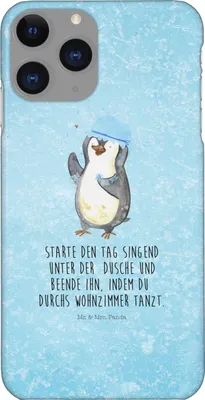 Produktbild von Mr. & Mrs. Panda Iphone 11 Pro Handyhülle Pinguin Duschen - Eisblau - Geschenk, Tanzen, Baden, Handy Case, Lebensmotto, Premium Kunststoff, Singen, Motivation, Dusche