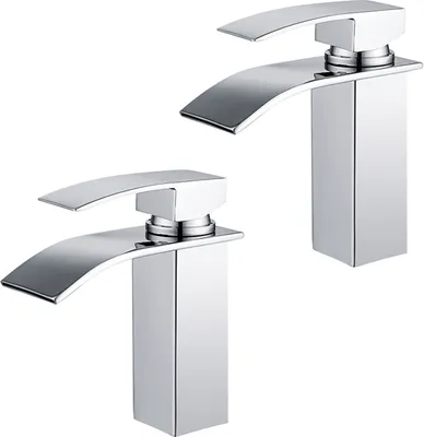 Two chrome faucets are shown against a white background.