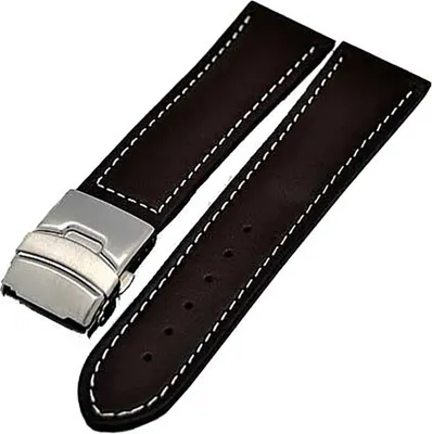 Produktbild von Uhrenarmband Glattleder Faltschließe 26mm braun + weisser Naht