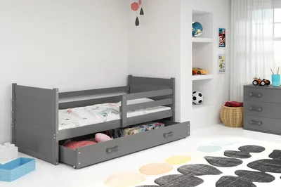 Obrázek produktu pro Dětská postel s úložným prostorem s matrací 90x200 FERGUS - grafit