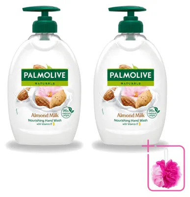 Productafbeelding van 2 x Palmolive vloeibare zeep, amandelmelk - met pompdispenser - 500 ml - voordeelverpakking - 2 stuks