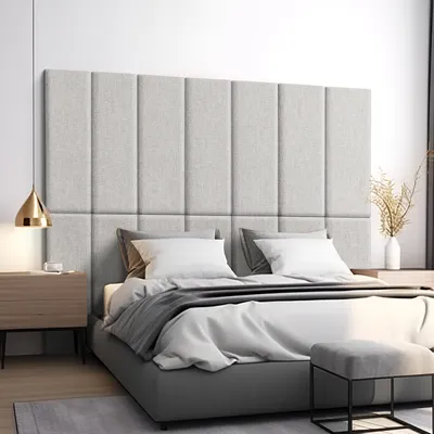 Image de Coussin mural 'Carpino' panneau d'ameublement set de 2 textiles 90 x 30 cm gris
