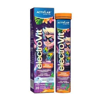 Produktbild von Activlab Pharma ElectroVit 67 Elektrolyt-Brausetabletten Tropical – Mit Natrium, Kalium, Magnesium, Chlorid und Vitamin C – 20 Tabletten