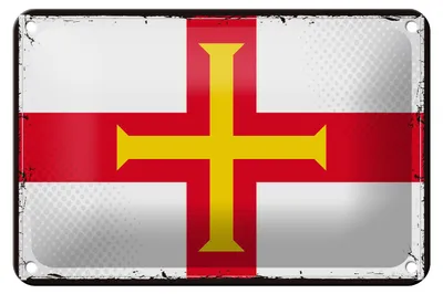 Produktbild von Blechschild Flagge Guernseys 18x12cm Retro Flag of Guernsey Dekoration