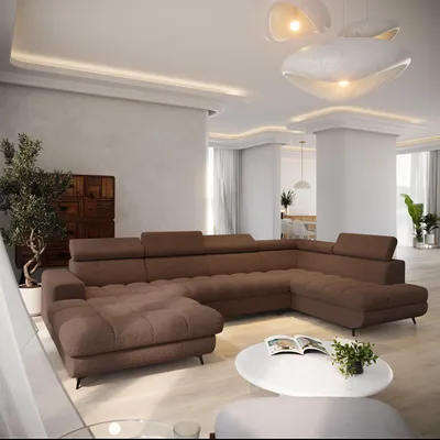 Produktbild von Masseno Ecksofa CORENO mit Schlaffunktion L-Form, Sofa mit Bettkasten, Wohnzimmersofa, Couch, Soffa, Bettsofa, Couchgarnitur- Braun, QUELLE 25