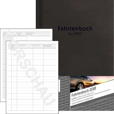 Produktbild von Avery Zweckform 223D, Fahrtenbuch, für PKW, A5, Hardcover, 96 Seiten für 506 Fahrten