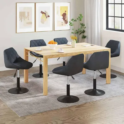 Produktbild von vidaXL Esszimmerstühle 6 Stk. Drehbar Dunkelgrau Samt