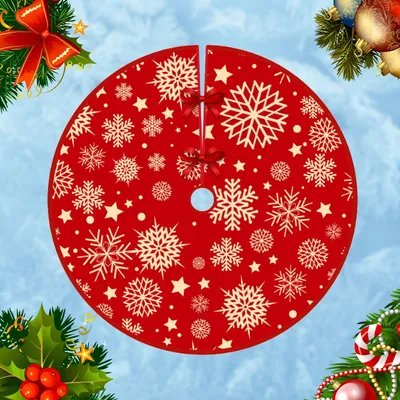 Productafbeelding van Kerstboomrok rond - 90 cm - Pluche - Rood