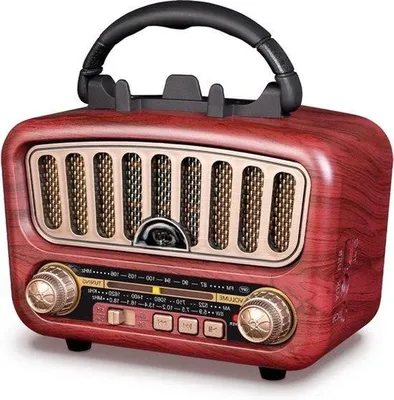 Obrázok produktu pre Prenosné rádio AM/FM/SW s veľkým 5 W reproduktorom – retro rádio J-180 s nabíjačkou a batériou s kapacitou 1800 mAh – minirádio s funkciami USB/TF/AUX